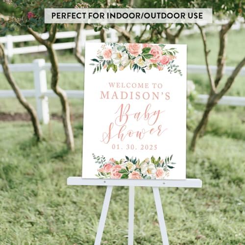 Andaz Press Personalized Large Canvas Baby Shower Welcome Sign, Blush Pink Florals, 16 X 20 Inches, Guestbook Alternative, Custom Baby Shower Sign, For Floral Baby Shower, Welcome To Baby Shower Sign - Image 6