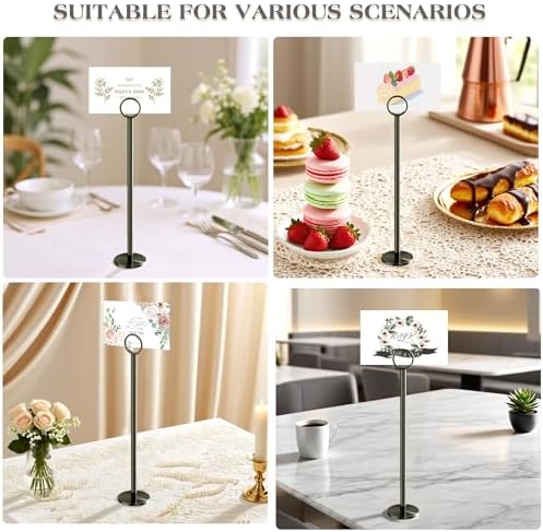 Urban Deco 12PK Table Number Holders Place Card Holders 12 Inch Table Card Holders Steel Card Holders for Photos, Food Signs, Memo Notes, Weddings, Restaurants, Birthdays (Nickel Black) - Image 4