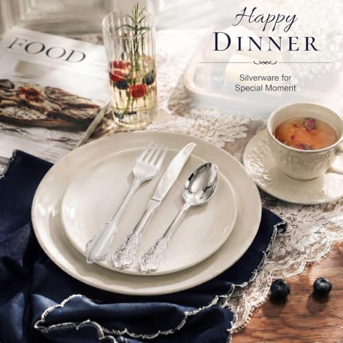 WDF 200 Pieces Silver Plastic Silverware Disposable - 50Guests Silverware Plastic Cutlery - Disposable Utensils Includes 100 Forks, 50 Spoons, 50 Knives Perfect for Christmas Wedding or Party - Image 3