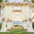 32ftx10ft Wrinkle Free Ivory Backdrop Curtain - 10 Feet Photography Backdrop Drapes, Silky Polyester Back Drop Cloth for Wedding Baby Shower Balloon Arch Background - Image 2