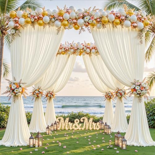 40ftx10ft Wrinkle Free Ivory Backdrop Curtain - 10 Feet Photography Backdrop Drapes, Silky Polyester Back Drop Cloth for Wedding Baby Shower Balloon Arch Background - Image 3