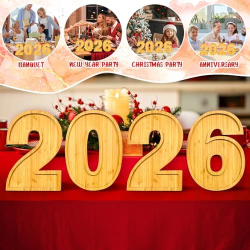 4 PCS 2026 Charcuterie Boards Wooden Numbers Fillable Boxes Reusable Wedding Serving Tray for Party Centerpieces Decoration Back to School Decor Platter for Birthday Grad Baby Shower Tabletop Supply - Image 5