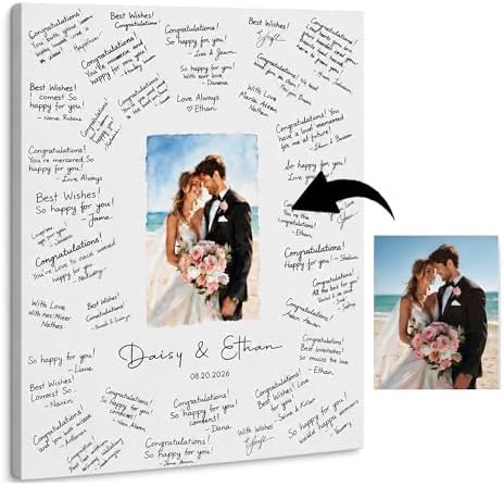 callie Wedding Signature Picture Canvas - Guest Book Alternative with White Mat - Wall Hanging Photo Frame Decor, Multi Sizes by callie
