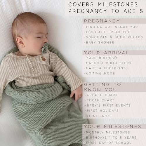 Baby Book Keepsake - Simple Baby Milestone Book for Boy or Girl - Baby Journal & Pregnancy Memory Book - Monthly Milestone Record Baby Books for Baby Shower - Modern Gender Neutral Style Gift for Moms - Image 4