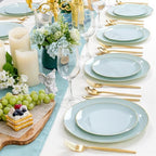 PULOTE 100PCS Sage Green Plastic Plates - Disposable Sage Green Include 50 Dinner / 50 Dessert Plates for Party, Wedding&Easter - Image 5