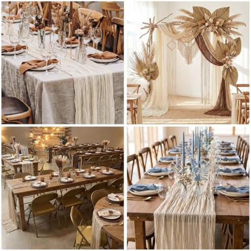 6 Pcs Brown Series Cheesecloth Table Runner 118" - Image 5