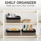 3 Pack Storage Baskets for Organizing, 13.7×9.5×6.3", Black Brown - Image 2