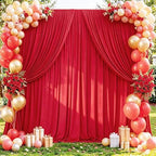 40x10ft Red Backdrop Curtains for Wedding Parties Wrinkle Free Photo Backdrop Drapes for Photography Birthday Baby Shower Soft Fabric Party Backgournd for Photoshoot 5x10ft, 8 Panels by Partisky