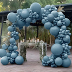 Dusty Blue Balloon Garland Double Stuffed Slate Blue White Pearl Balloons Blush Tan Balloon Arch Kit for Birthday Baby Shower Gender Reveal Wedding Party Decor - Image 3