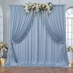 20ft x 10ft Wrinkle Free Dusty Blue Backdrop Curtain for Parties, 4 Panels 5x10ft Silky Polyester Backdrop Drapes Photo Back Drop Cloth for Wedding Birthday Baby Shower Photography Background - Image 5