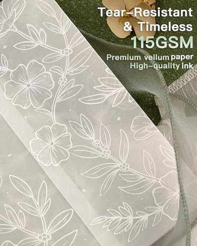 Vellum Jackets for 5x7 Invitations Floral Invitation Sleeves 100 Pcs - Image 6