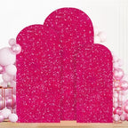 MODFUNS Set of 3 Sequins Arch Cover Hot Pink Shimmer Arch Stand Cover 4ft 5ft 6ft Stretchy Spandex Arch Covers Round Top Arch Backdrop Cover Glittery Chiara Cover for Birthday Party Event Decor - Image 4