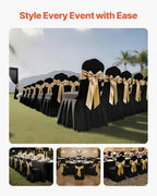 VEVOR Chair Covers, Polyester Spandex Chair Cover, Stretch Slipcovers for Wedding Party Dining Banquet Flat-Front Chair Covers (Black-d, 30PCS) - Image 2