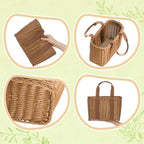2 Pcs Large Wicker Basket with Handle Empty Woven Gift Basket for Gifts Summer Beach Party Spring Picnic Rattan Goodie Stuffer Candy Storage Wedding Home, 11.4 x 7.9 x 5.9 Inch - Image 4