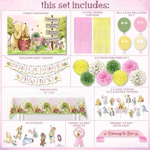 Premium Winnie Baby Shower Decorations Girl Pink – Classic Pooh Kit - Image 4