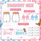 Funnymoom 24 Sets Baby Shower Bottles Favors for Guests Glass 100 ml Milk Jar with Ribbons and Stickers Decorations for Gender Reveal Newborn Centerpiece Party Favor(Pink & Blue,Team Bows & Boots) - Image 3