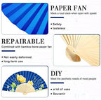 Roowest 50 Pack Paper Folding Fans Bamboo Wedding Favors, Royal Blue - Image 3