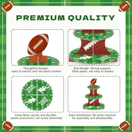 3 Tier Football Cupcake Stand for 24 Cupcakes,2 Pack Cupcake Holder Stand - Image 7