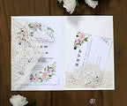 20Pcs Laser Cut Pocket Wedding Invitation Covers, 4.9×7 Inch Trifold Lace Floral Invitation Sleeves with Envelopes (Ivory, 50 Pcs Blank) - Image 3