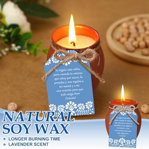 Conelist 12 Set Cielito Lindo Party Decorations Baby Shower Candles Terracotta Mexican Recuerdos DIY Jar Candles with Gift Tags and Rope for Baby Shower Birthday Cinco De Mayo Fiesta (Blue) - Image 3