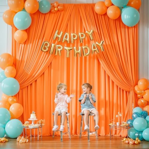 40x10FT Orange Backdrop Curtains for Wedding Parties, Wrinkle Free Polyester Photography Backdrop Drapes for Wedding Baby Shower Birthday Parties Stage Background Stand Decorations 4x10ft,10 Panels - Image 5