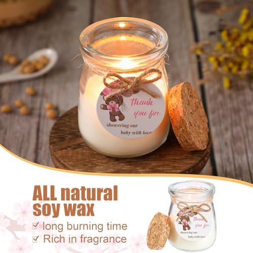 Threlaco 20 Pcs Bear Baby Shower Favor Candle Glass Jar - Image 3