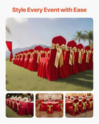 VEVOR Chair Covers, Polyester Spandex Chair Cover, Stretch Slipcovers for Wedding Party Dining Banquet Flat-Front Chair Covers (Red-d, 30PCS) - Image 2