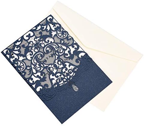 FOMTOR 50-Pack Blue Laser Cut Wedding Invitation Cards Set w/Envelopes & Inserts & Seals – for Wedding, Bridal Shower, Graduation, Birthday Party, Engagement, Anniversary - Image 5