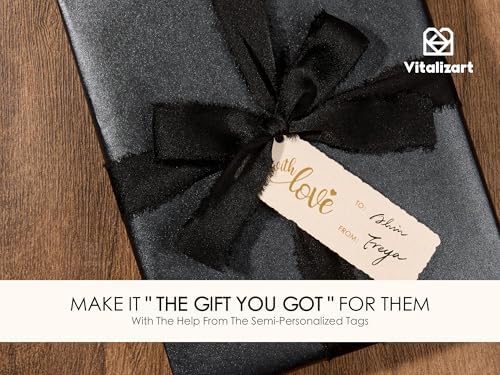 Vitalizart Black Wrapping Paper Set 30" Pearly-Lustre Ribbons & Gift Tags - Image 4