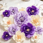 24 Pcs Tissue Paper Flowers Decorations for Wall,8" 10" 12" Crepe Paper Flowers for Floral Party Wedding Baby Bridal Shower Birthday Wall Decor (24, Purple,Light Purple,White) - Image 6