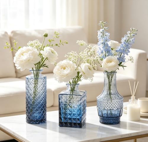 Fixwal 36 Blue Bud Vases Glass Bud Vase Set of 36, Small Vases for Flowers - Image 3