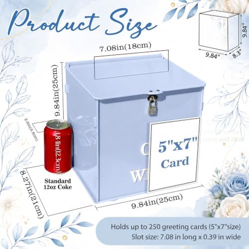 AerWo Light Blue Wedding Card Box, Acrylic Card Box for Wedding Decor - Image 2