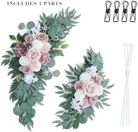 Artificial Dusty Rose Wedding Arch Flower Floral Swags Set of 2 - Image 6