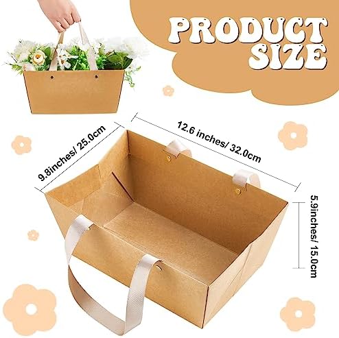 Pinkunn 48 Pcs Basket for Gifts Empty DIY Bulk Gift Basket Kit with Handles Kraft Cardboard Tray for Wedding Baby Shower Graduation Party Anniversary Party Display(Brown) - Image 2