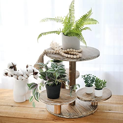 SwallowLiving 5 Tier Round Cupcake Tower Stand for 60 Cupcakes Wooden Cake Stands Farmhouse Tiered Tray Decor Cupcake Display for Birthday Graduation Baby Shower Tea Party and Wedding - Image 2