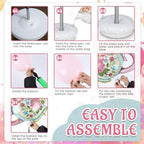 2 Sets Tea Party Balloon Column Stand Kit with Let's Partea Backdrop & 100 Balloons Adjustable Balloon Tower Stand with Bases for Girls Birthday Baby Bridal Shower Garden Party Decor Supplies - Image 4