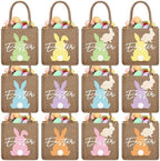 Huhumy 12 Pack Easter Burlap Bags with Tags Jute Bunny Baskets Egg Hunts Candy Gift Goodie Treat Tote Bags for Party Favor Bunny Egg Hunt Gift by Huhumy