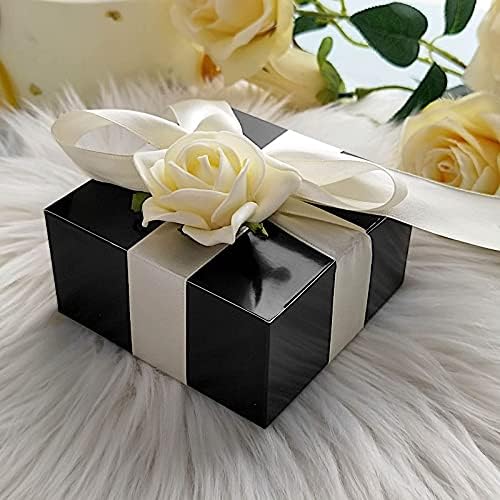 100 4 x 4 x 2" Black Cake Wedding Favors Boxes with Tuck Top for Wedding Party Birthday Candy Gifts Decorations Supplies - Image 7