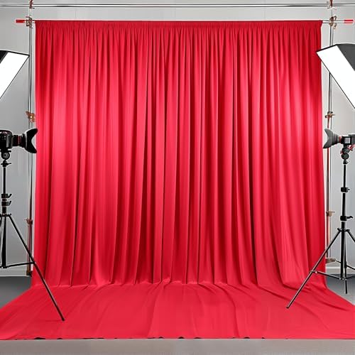 40x10ft Red Backdrop Curtains for Wedding Parties Wrinkle Free Photo Backdrop Drapes for Photography Birthday Baby Shower Soft Fabric Party Backgournd for Photoshoot 5x10ft, 8 Panels - Image 5