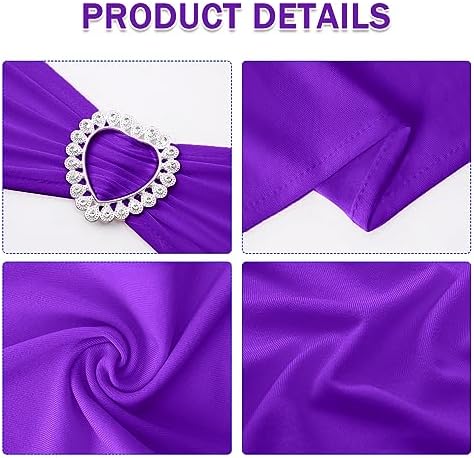 Pack of 120 Spandex Chair Sashes Bows Stretch Chair Cover Band with Buckle Slider Universal Elastic Chair Ties for Wedding Banquet Party Event Decoration (Purple) - Image 3