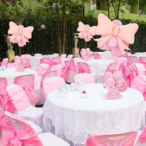Gejoy 4 Sets Pink Bow Table Centerpiece Decorations Include 4 Pink Bows 4 Decorative Boxes Balloons of Different Sizes 4 Balloon Stand Kits for Wedding Bridal Baby Shower Birthday Party - Image 5