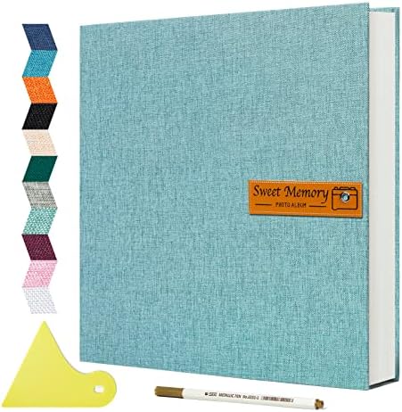Spbapr Large Photo Album Self Adhesive Magnetic Scrapbook,DIY Scrapbook Album for 4x6 5x7 8x10 Picture,40 Pages Linen Cover Memory Book for Wedding Family Baby Pets, with Metallic Pen and Scraping by Spbapr