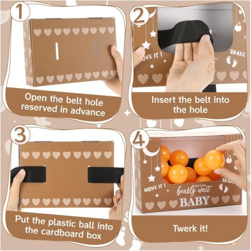 8 Sets Brown Heart Baby Shower Swing Shaking Balls Activity Set for Adults - Image 3