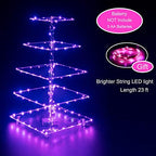 Cupcake Stand, 5-Tier Square Cupcake Holder with LED Light String, Acrylic Cupcake Tower Display-Dessert Tower-Pastry Stand-Cupcake Tier Stand for Wedding, Birthday Party (Pink Light) - Image 3