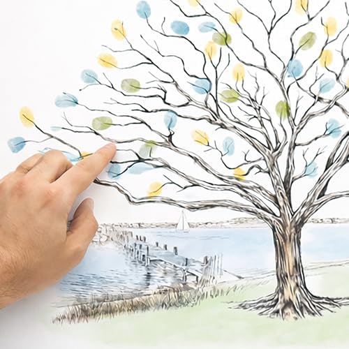 Thumbprint Tree Guestbook Alternative Guest Book with Sailboats for Weddings, Birthdays, Retirement - Image 4