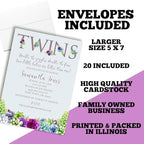 Amanda Creation Custom Baby Shower Invites Baby Succulents Twins Baby Shower Invitation 20 5x7 Custom Personalized S Invites With Envelopes - Image 6