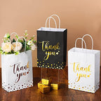 PerKoop 60 Pack Thank You Paper Gift Bags, Classic, Black and White - Image 2