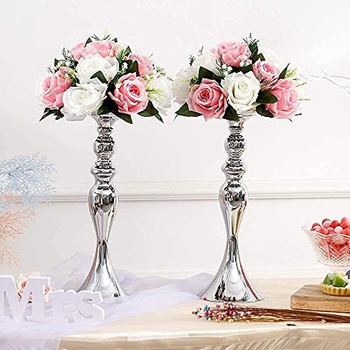 Sziqiqi Artificial Flower Centrepieces for Tables, Pink & White, 10Pcs - Image 3