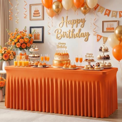 4Pack Spandex Tablecloth for 8FT Rectangle Tables,Table Skirt - Image 2