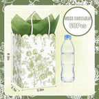 JarThenaAMCS 60Pcs Sage Green Wildflower Paper Gift Bag with Tissue Paper Chinoiserie Floral Treat Bags with Handles Candy Goodie Bags for Baby Shower Birthday Wedding Christmas Party Favors - Image 2